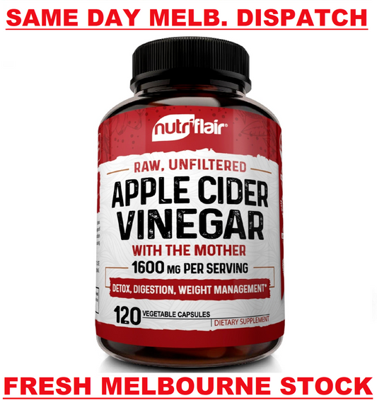 Apple Cider Vinegar Capsules with Mother 1600mg 120 Caps Weight Loss Supplement