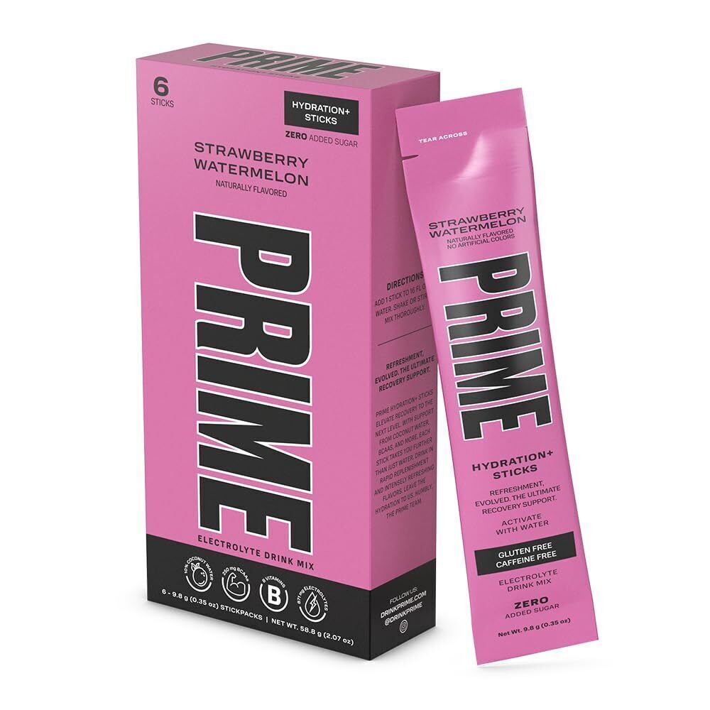 Prime Hydration Powder Sticks -No Added Sugar - 8 Flavours -  6 X 500ml Servings