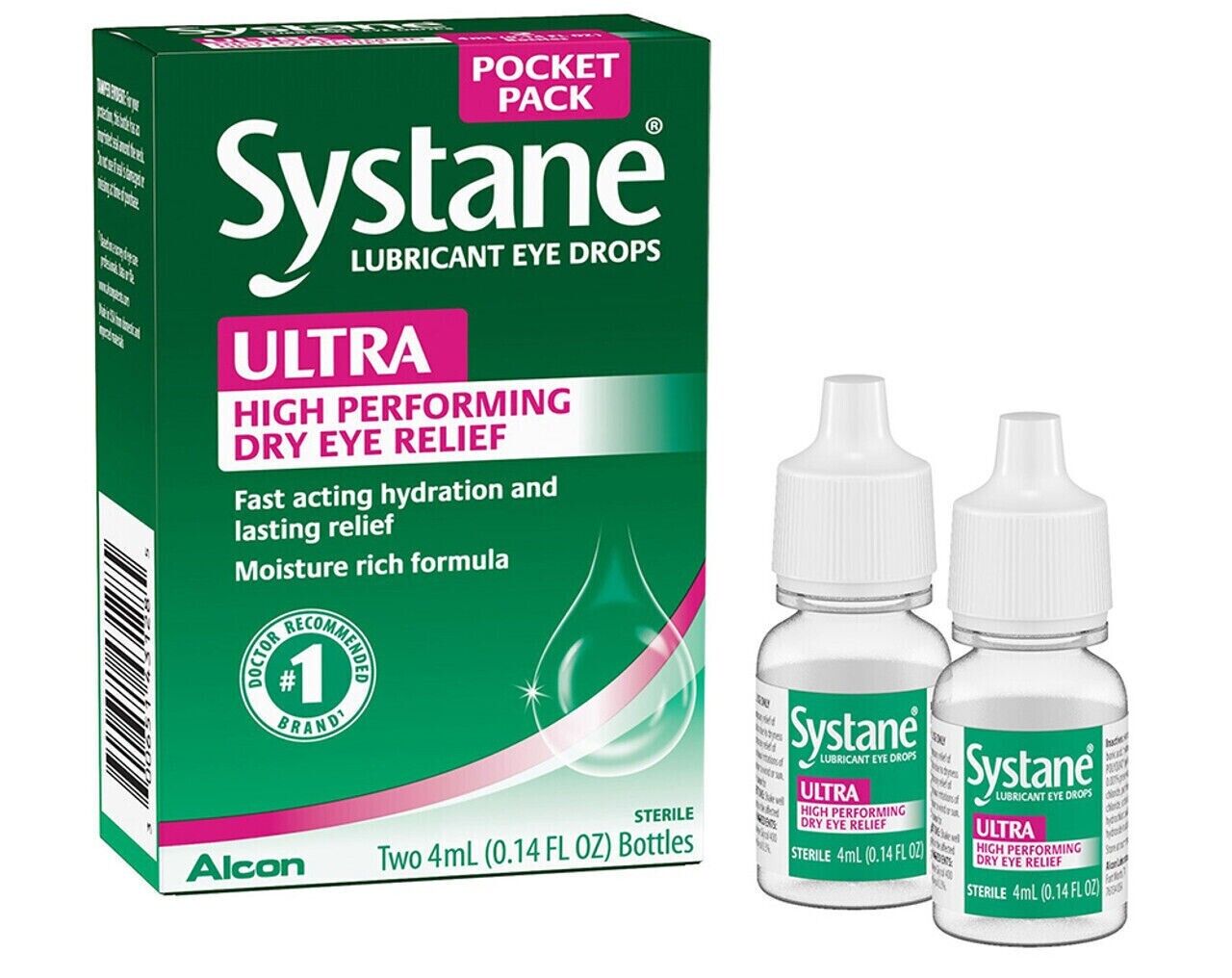 Systane Lubricant Eye Drops ULTRA Dry Eye Relief - 2 x 4mL Pocket Twin Pack