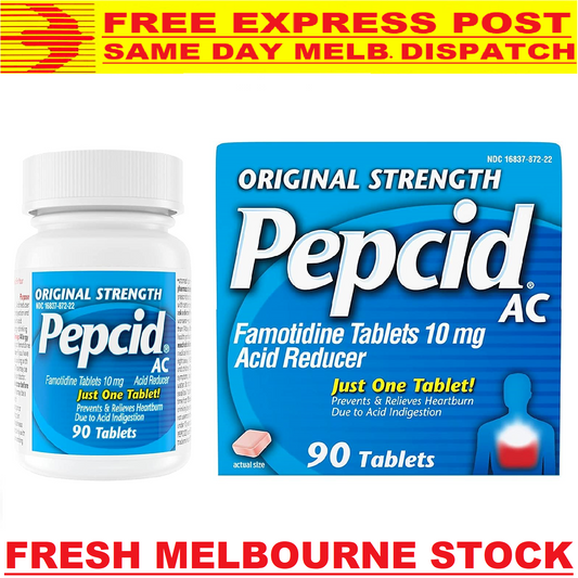 PEPCID AC Famotidine 10mg 90ct Acid Reducer Reflux Heartburn Relief EXP 06/26