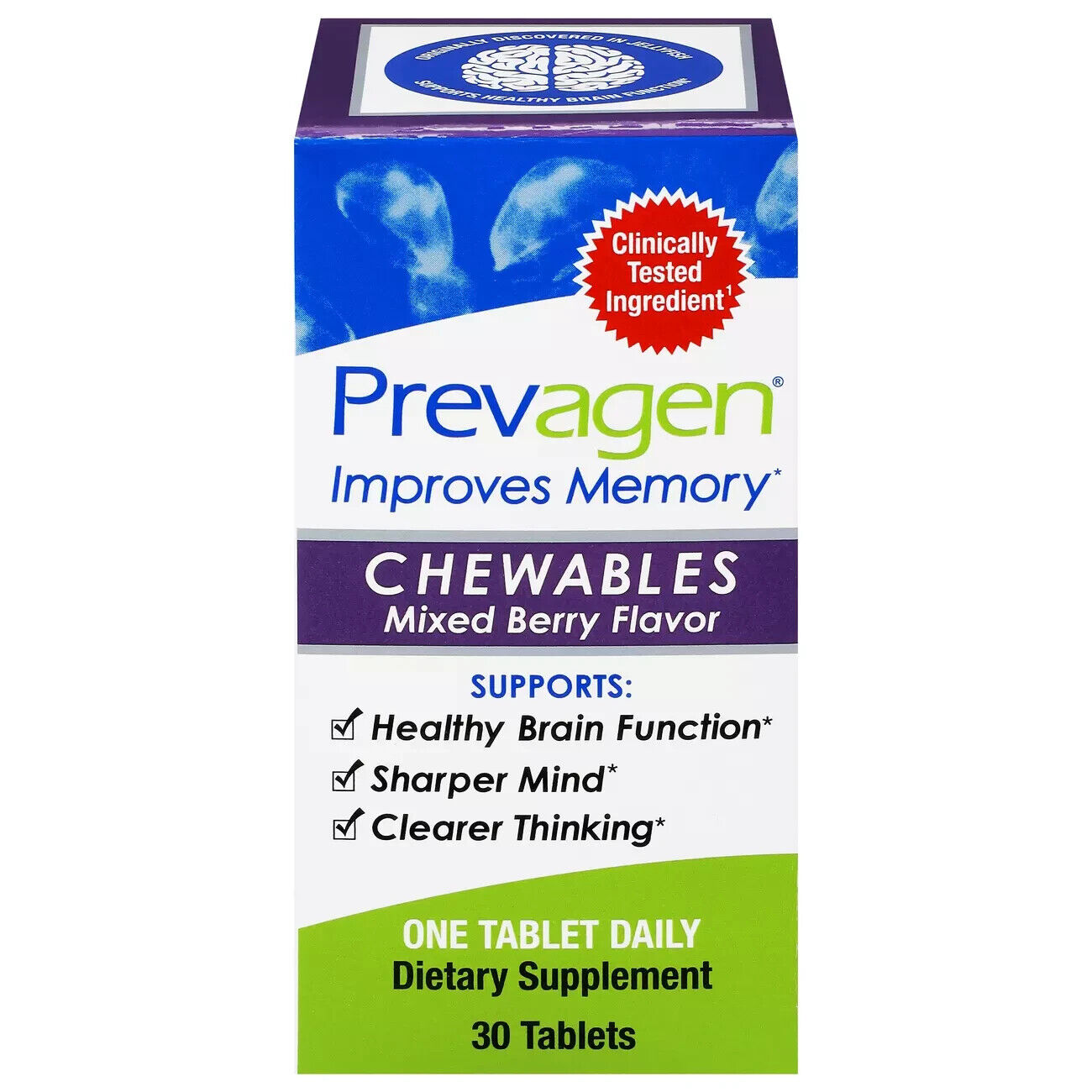 Prevagen Improves Memory REGULAR STRENGTH 10mg - Chewables Mixed Berry - 30 Tabs