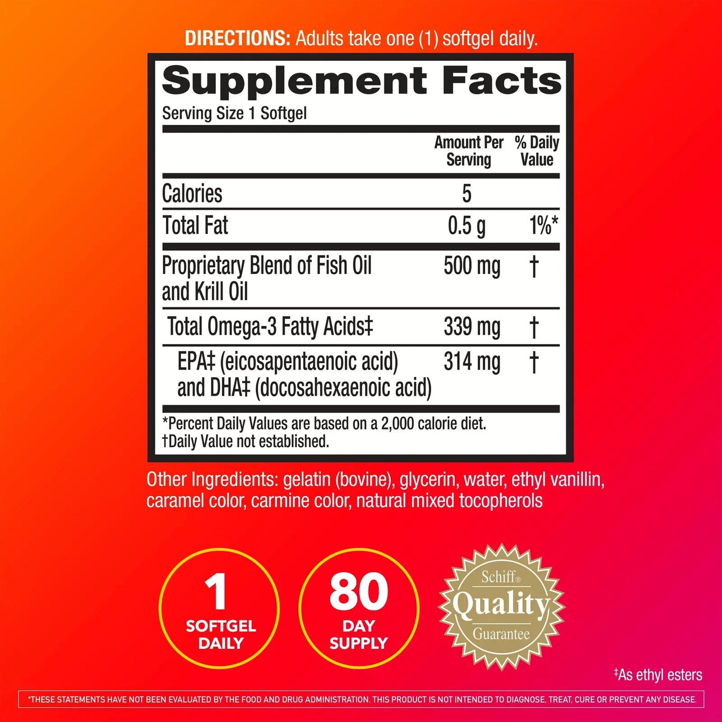 MegaRed ADVANCED Fish & Krill Oil 500mg Omega-3s Heart, Eye & Brain Support 80ct