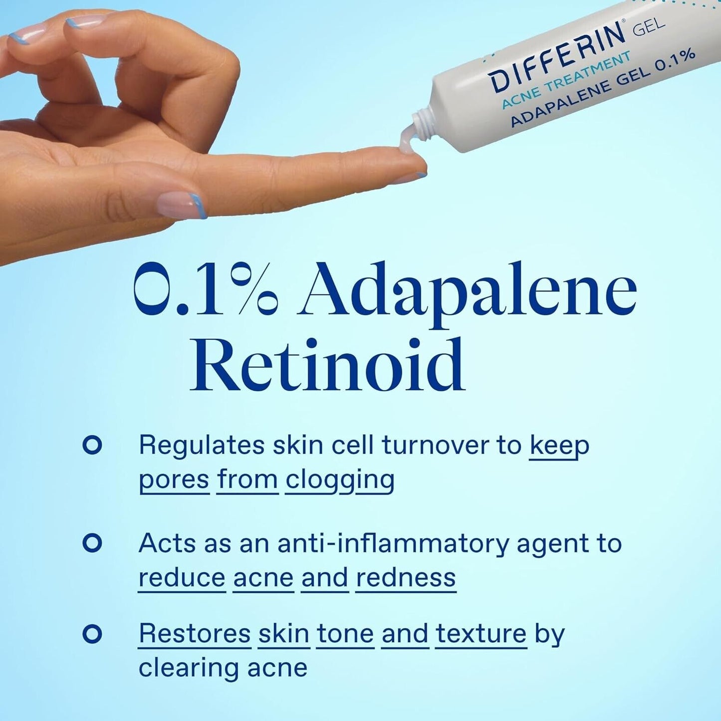 Differin 0.1% Adapalene Gel Maximum Strength Acne Treatment 15g | Pump Bottle
