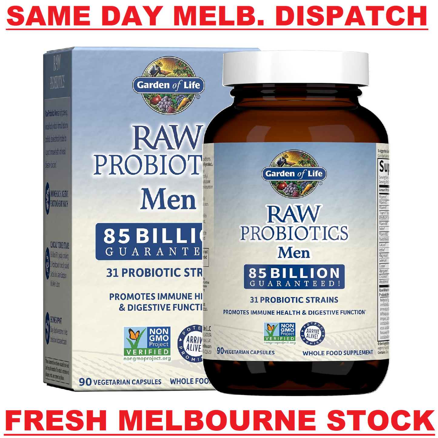 GARDEN OF LIFE - RAW PROBIOTICS MEN - Prostate, Heart & Digestive Health 90 Caps