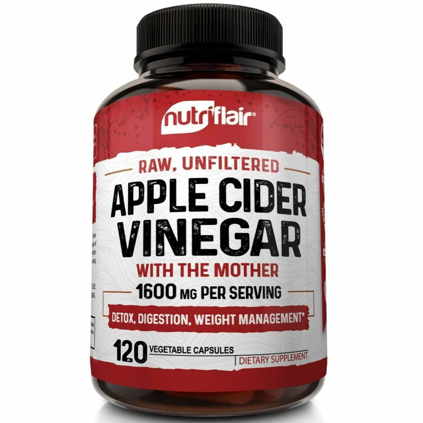 Apple Cider Vinegar Capsules with Mother 1600mg 120 Caps Weight Loss Supplement