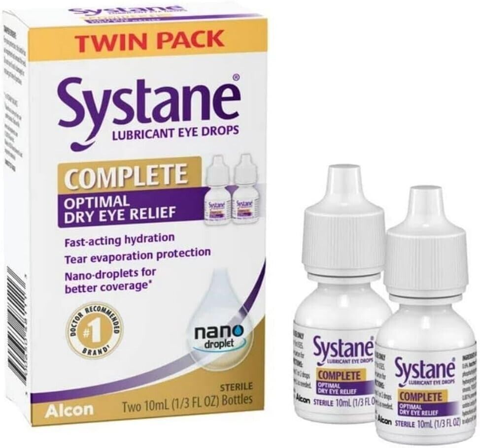 Systane Lubricant Eye Drops Complete Dry Eye Redness Relief - 2 x 10mL Bottles