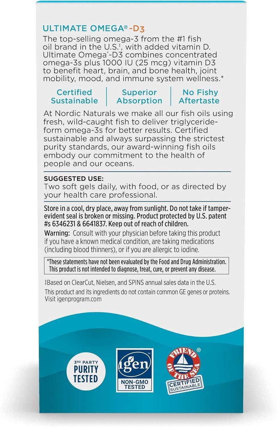 NORDIC NATURALS Ultimate Omega-D3 1280mg + 1000 IU D3 - 120 Soft Gels Lemon