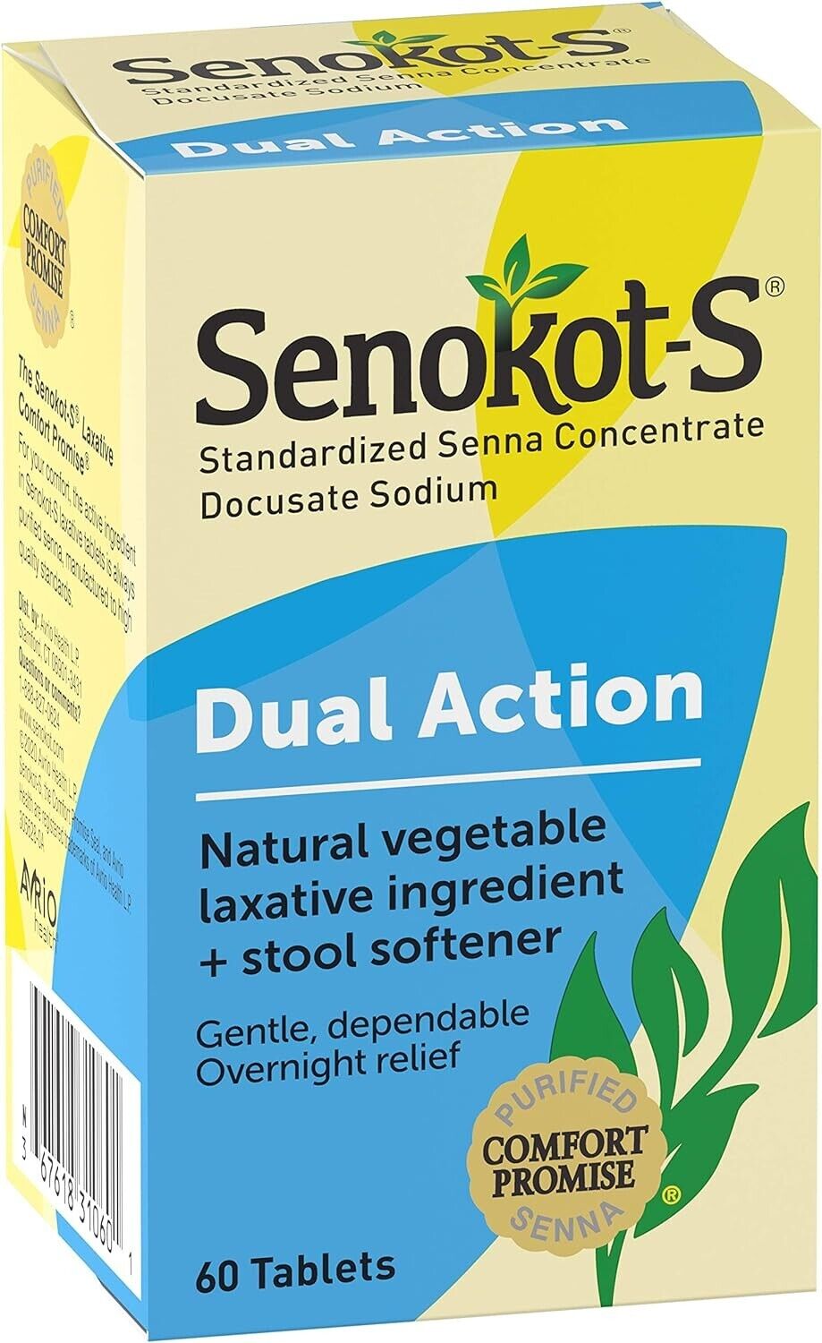 Senokot-S Dual Action Senna Laxative Constipation Relief Soften Stools 60 Tabs
