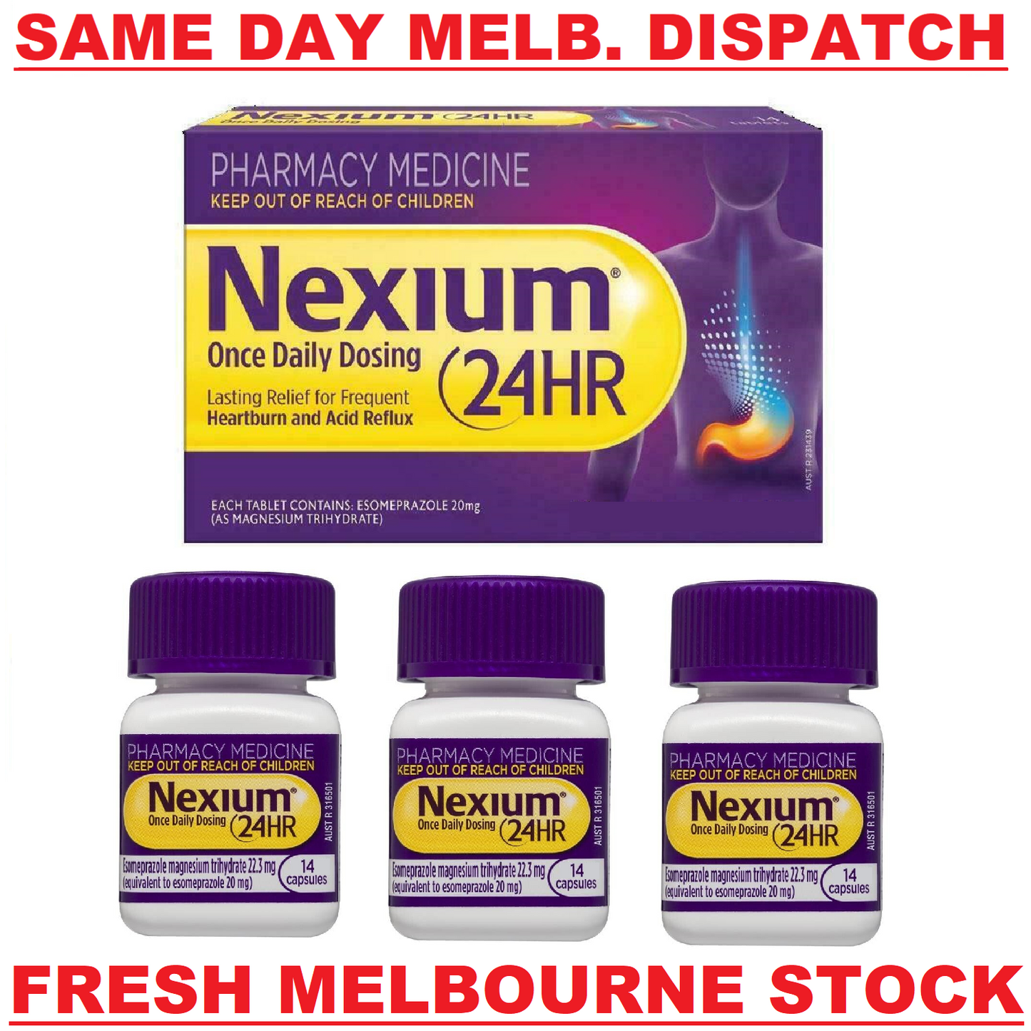 Nexium 24HR Esomeprazole 20mg Heartburn Relief Acid Reducer Reflux - 42 Capsules