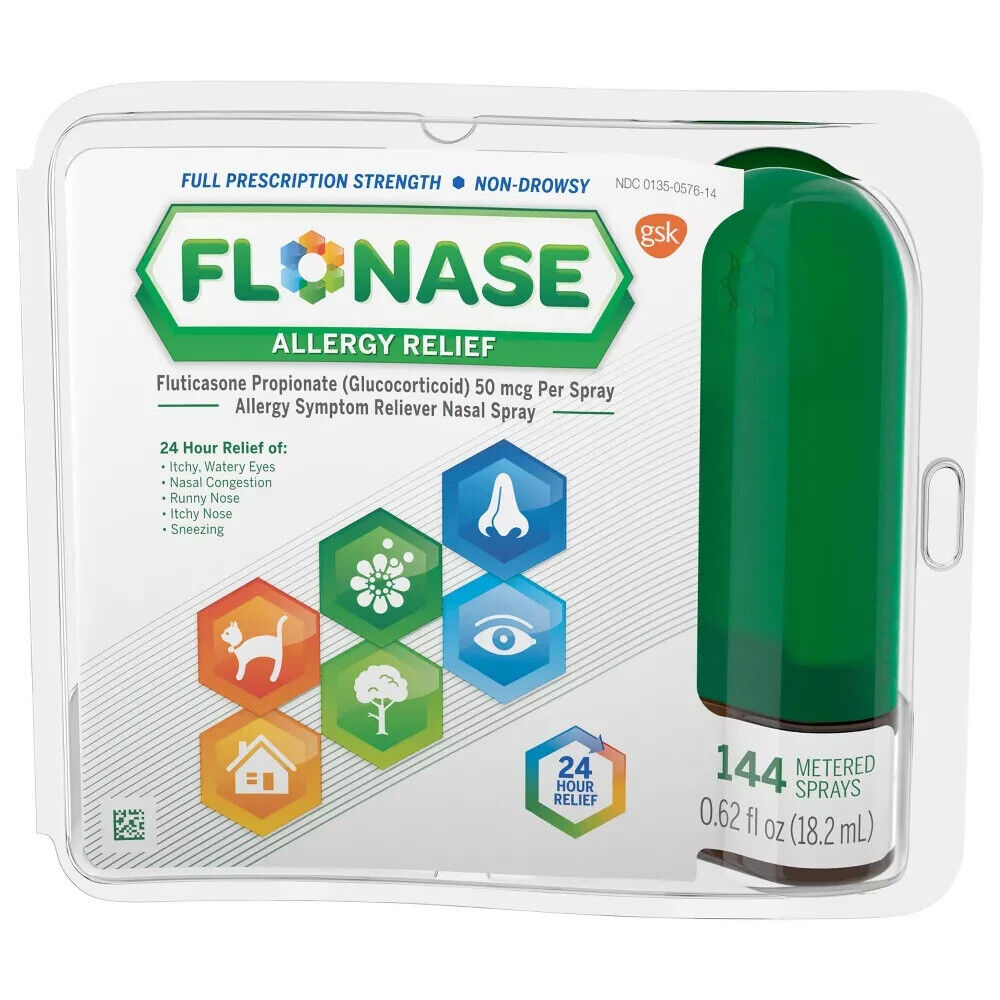 Flonase Allergy & Hayfever Nasal Spray 24HR Relief Non-Drowsy Formula 144 Sprays