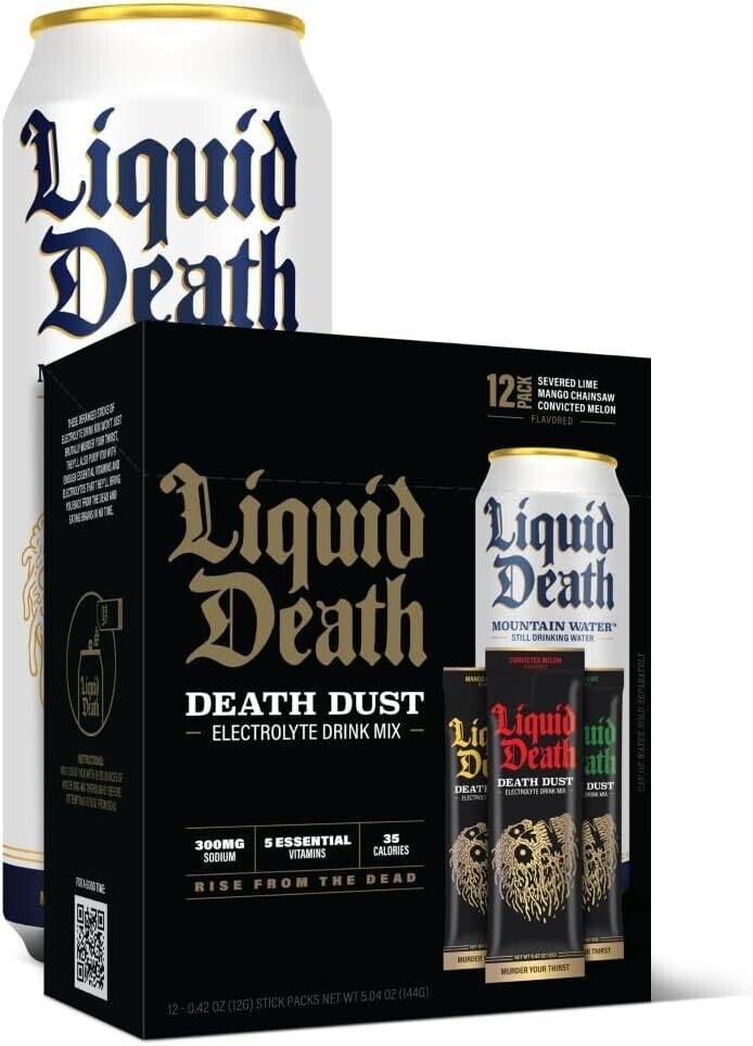 Liquid Death - Death Dust Electrolyte Powder Drink Mix 3 Flavours - 12 Servings