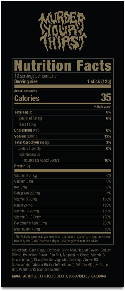 Liquid Death - Death Dust Electrolyte Powder Drink Mix 3 Flavours - 12 Servings