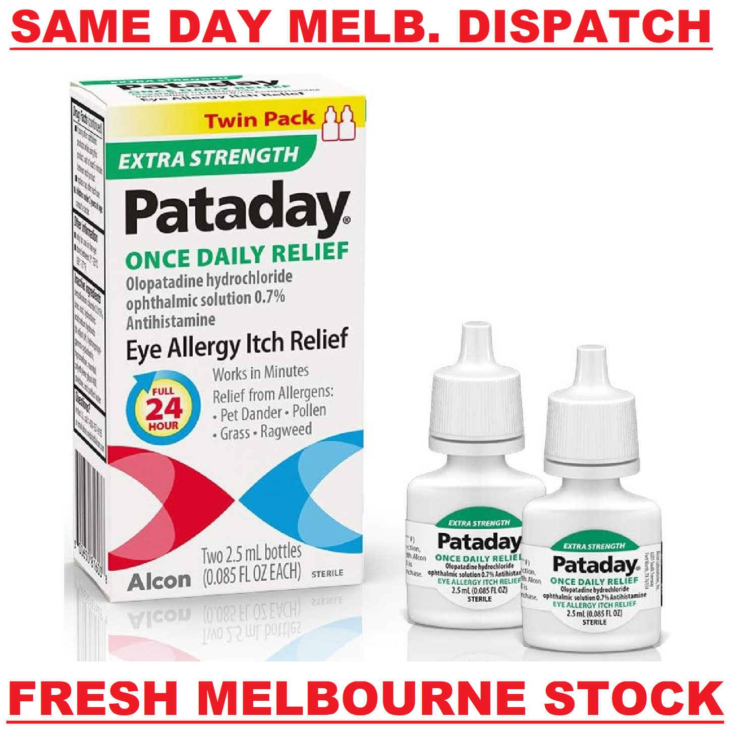Pataday Once Daily Itch Allergy Eye Drops EXTRA STRENGTH Antihistamine 2.5mL 2PK