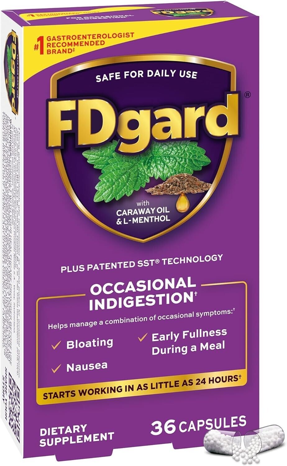 FDgard Pre-Meal Gut Health Supplement Indigestion & Bloating Relief 36 Capsules