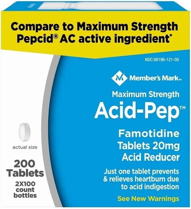 VALUE PACK 200ct Famotidine 20mg Acid Reducer Heartburn Relief- Pepsid Free Post