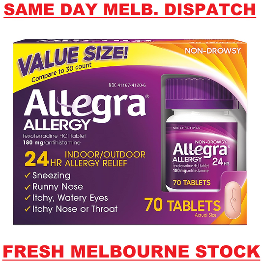 ALLEGRA ALLERGY FEXOFENADINE 180MG (SAME AS TELFAST 180MG) 70 TABLETS EXP. 01/25