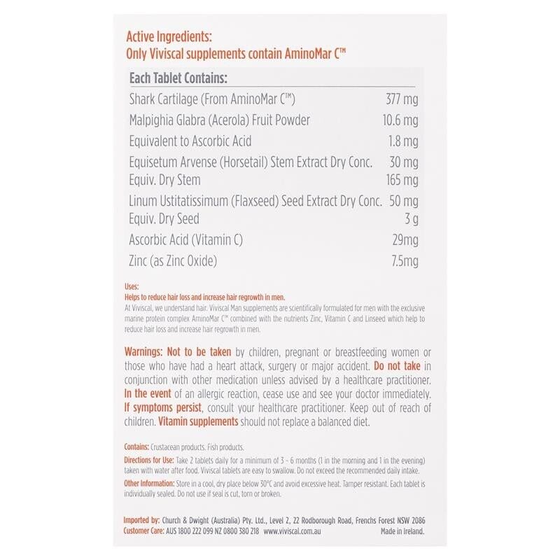 [EXP 06/2025] Viviscal Men's Hair Supplement 60 Tablets Promotes Hair Growth