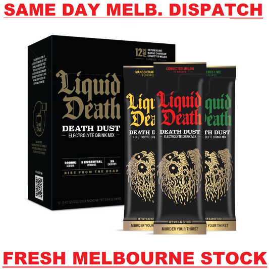 Liquid Death - Death Dust Electrolyte Powder Drink Mix 3 Flavours - 12 Servings
