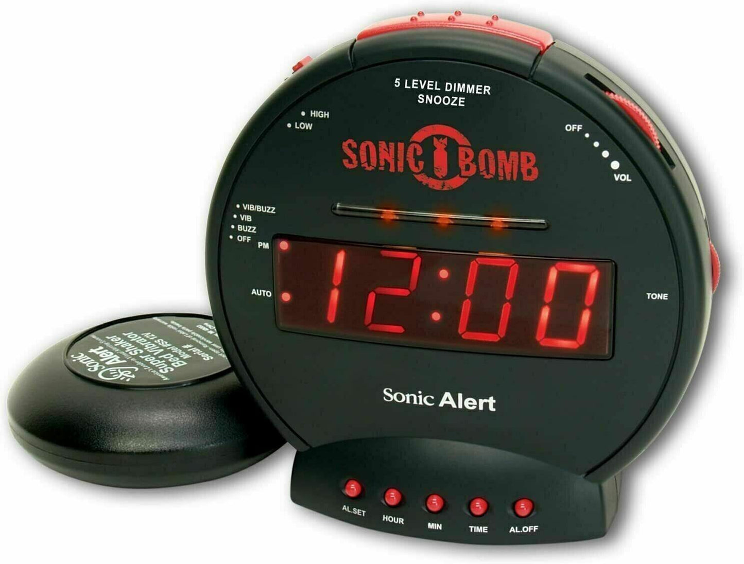 Sonic Bomb Extra Loud Alarm Clock Bed Shaker Silent Vibrate Alert + AU Adaptor