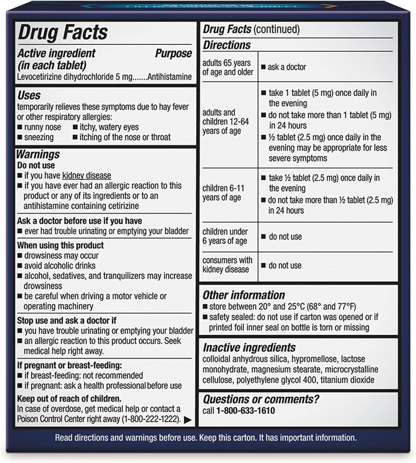 XYZAL ALLERGY 24HR RAPID HAYFEVER RELIEF CETIRIZINE 5MG - 80 TABLETS EXP. 10/25