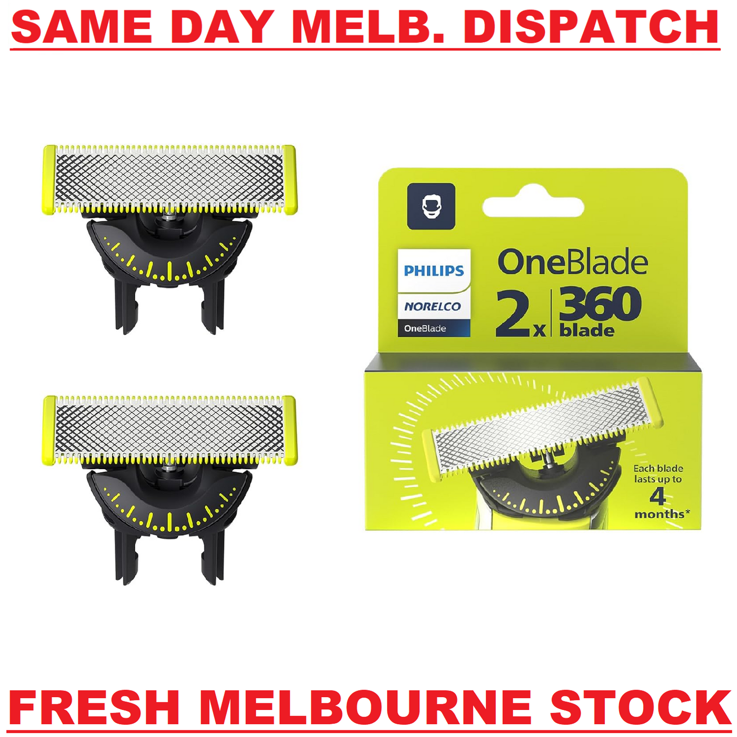 Genuine Philips Norelco OneBlade 360 Blade Replacement Blades 2 Pack - QP420/80