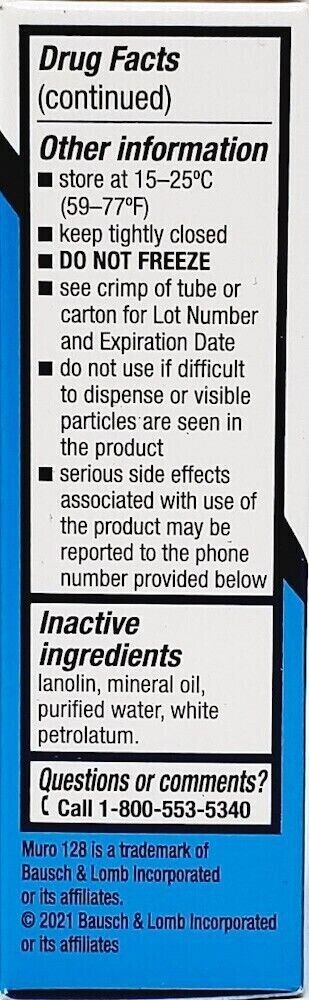 Muro 128 - 5% Eye Ointment Relief of Corneal Edema 3.5g Tube - FRESH MELB STOCK