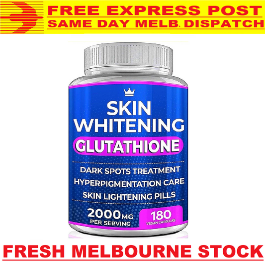 SKIN WHITENING GLUTATHIONE 2000mg Per Serve Brightening Lightening Pills 180 Cap