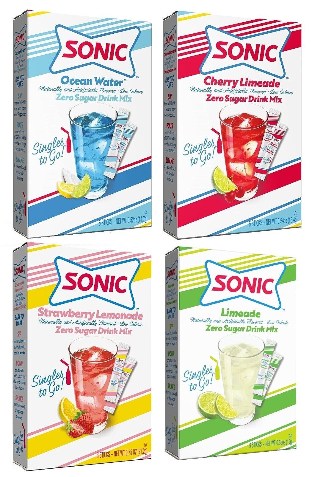 Sonic Drink Mix (sugar free powder) - 4 Flavour Choices - 6 Servings
