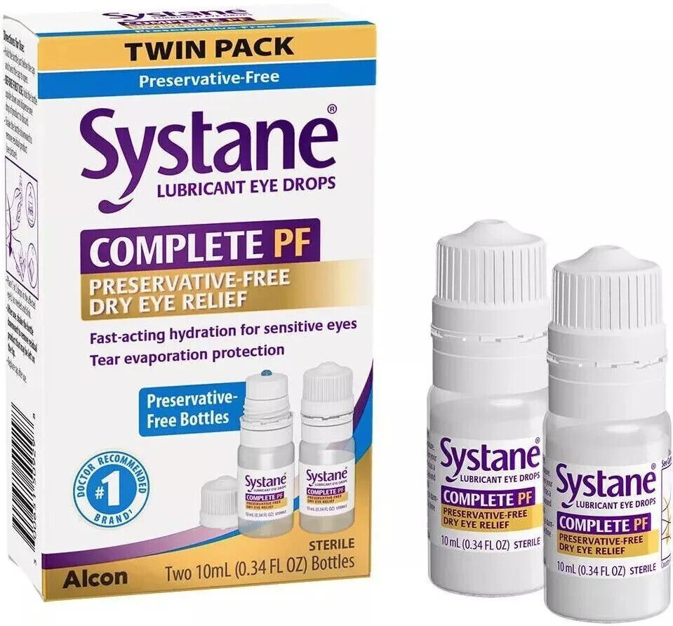 Systane Lubricant Eye Drops Complete PF Preservative-Free Dry Relief 2x10mL 2PK