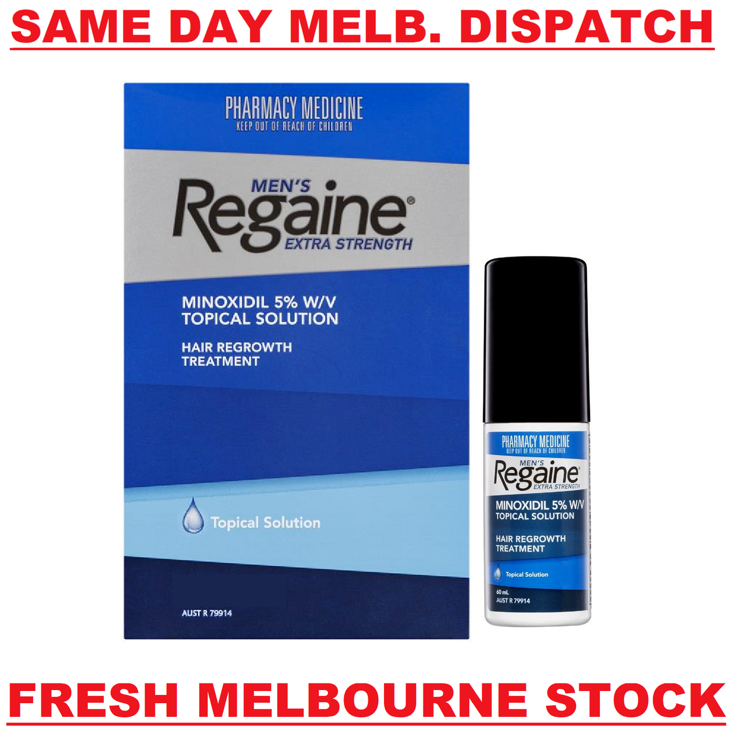Regaine Rogaine Men's Extra Strength Topical Solution 1 x 60mL (1 Months Supply)