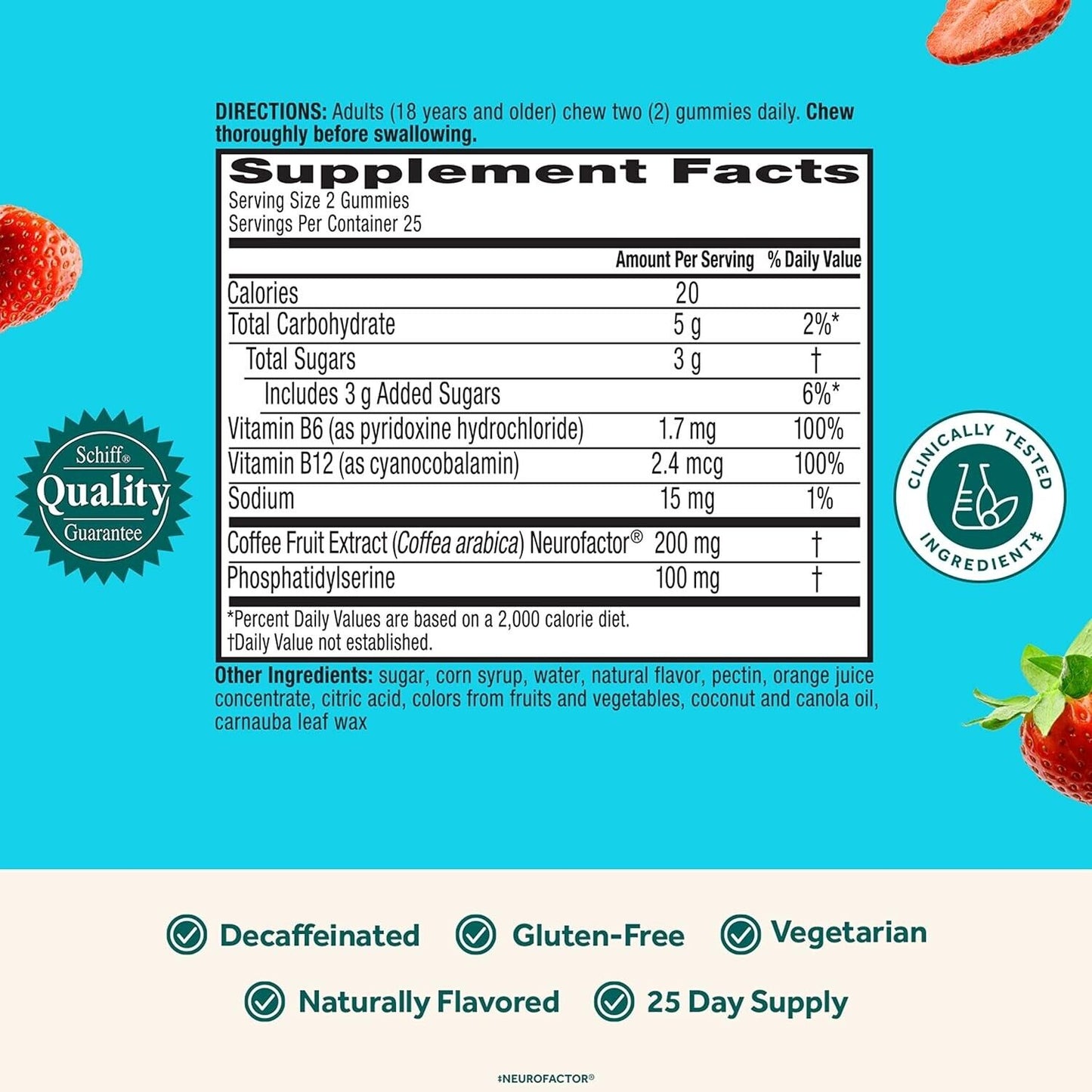 NEURIVA Brain Health Plus Cognitive Focus Memory Support 50 Gummies - Strawberry