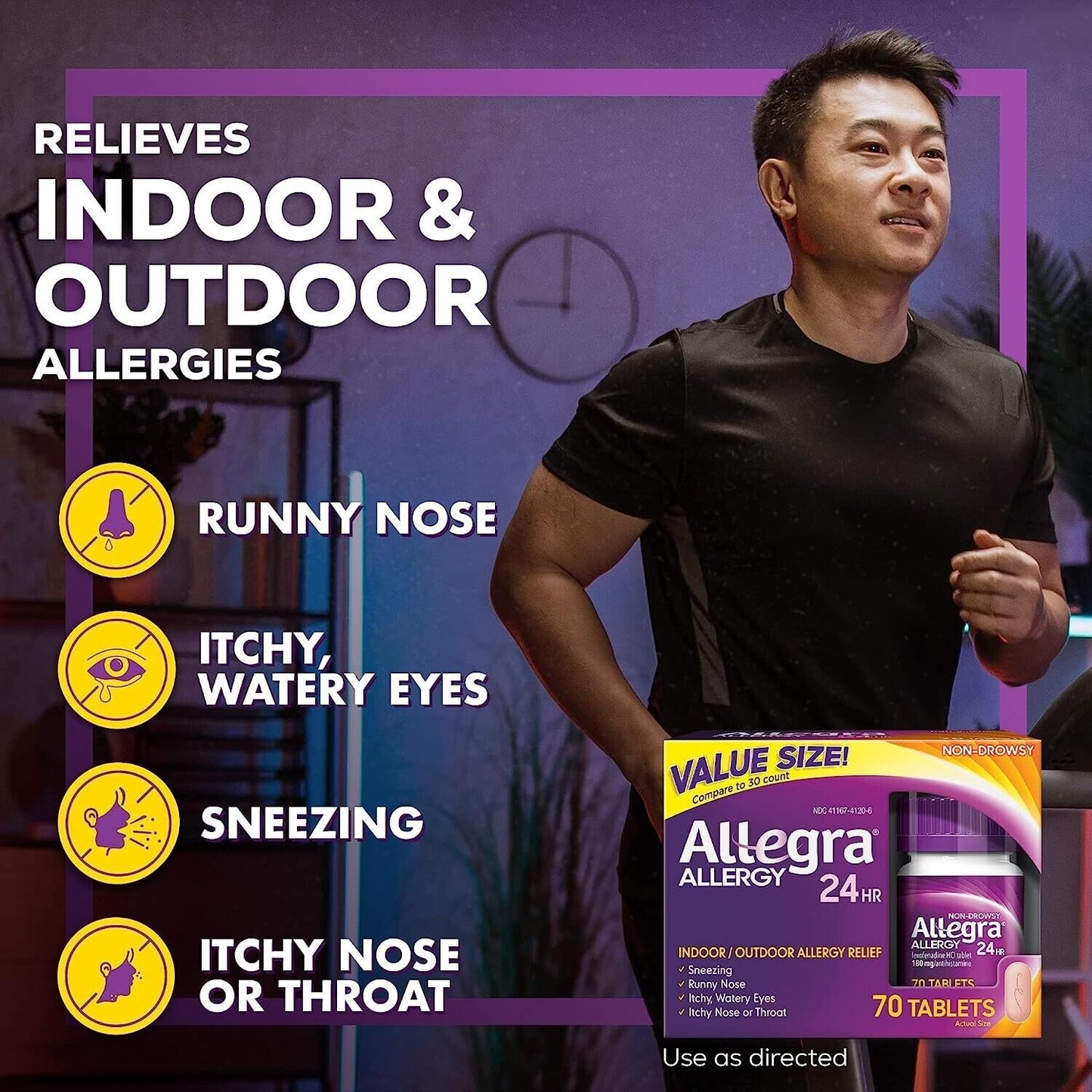 ALLEGRA ALLERGY FEXOFENADINE 180MG (SAME AS TELFAST 180MG) 70 TABLETS EXP. 01/25