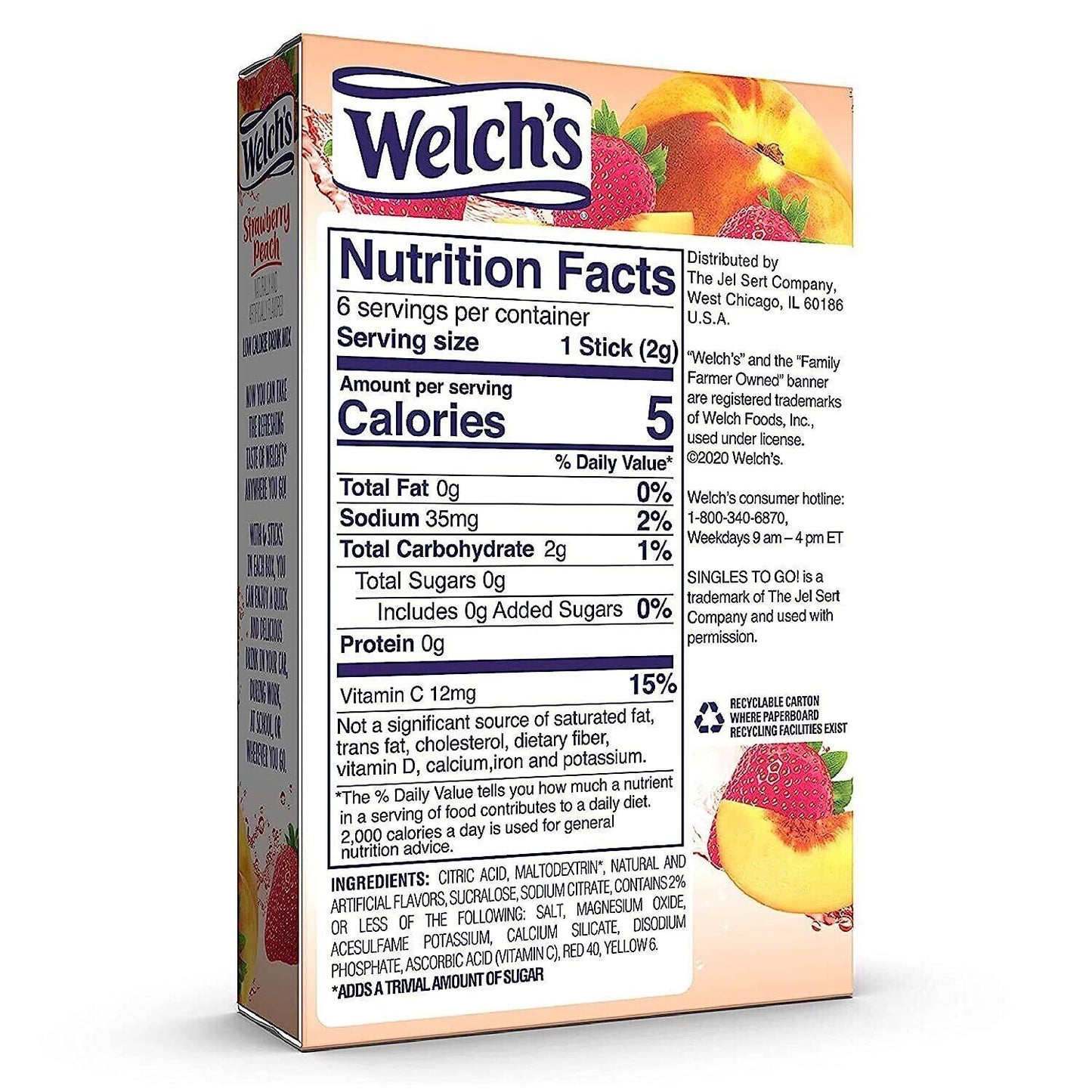 Welch's Drink Mix (sugar free powder) - 4 Flavour Choices - 6 Servings