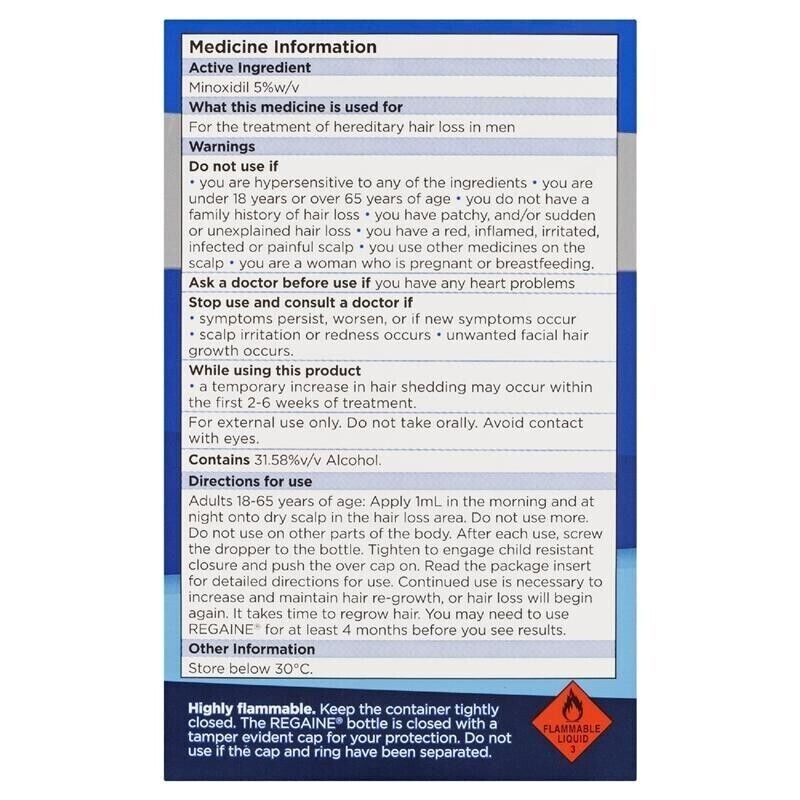 Regaine Rogaine Men's Extra Strength Topical Solution 1 x 60mL (1 Months Supply)