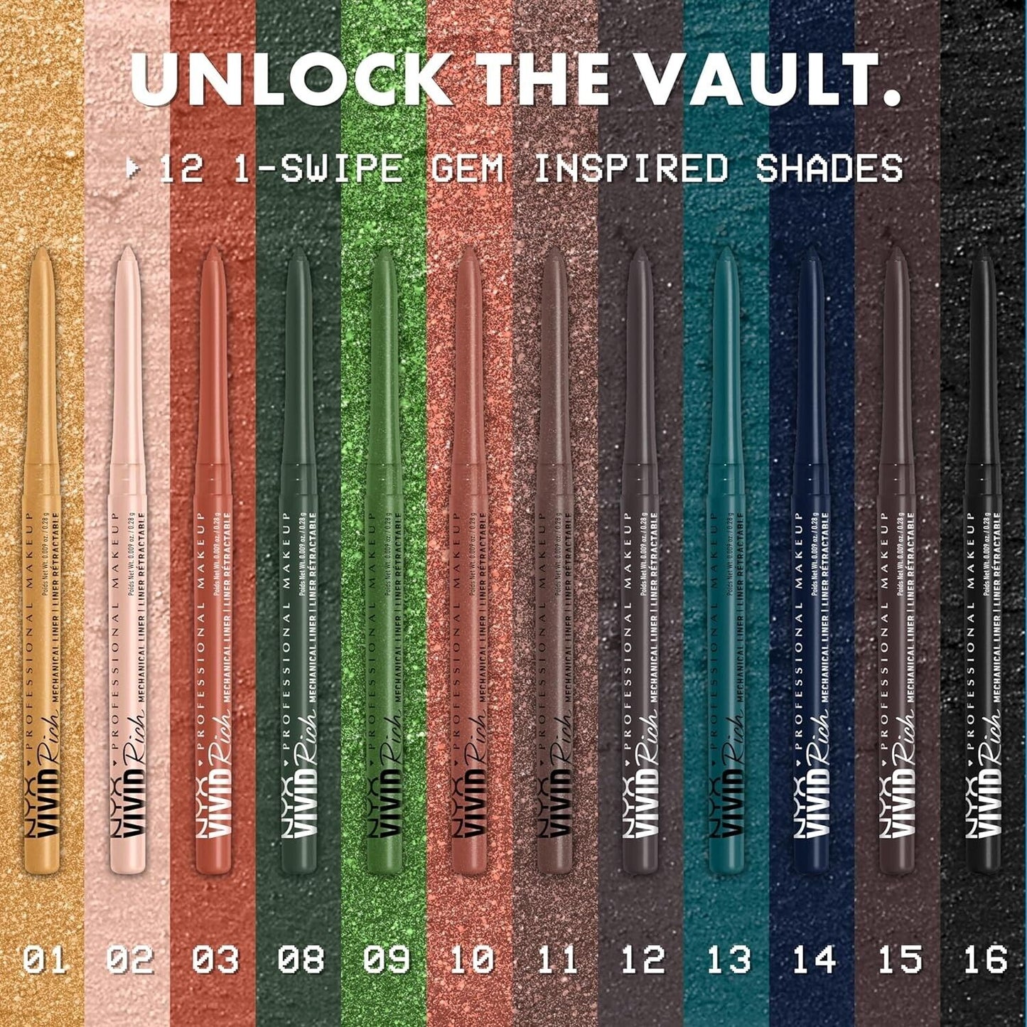 NYX PROFESSIONAL MAKEUP Vivid Rich Mechanical Liner Eye Pencil ONYX BLACK VRML16