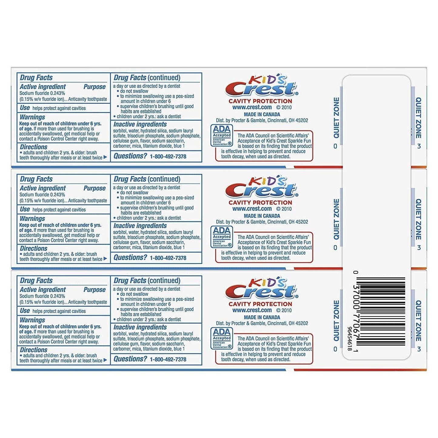 Kid's Crest 2x130g Cavity Protection Fluoride Children's Toothpaste Sparkle Fun