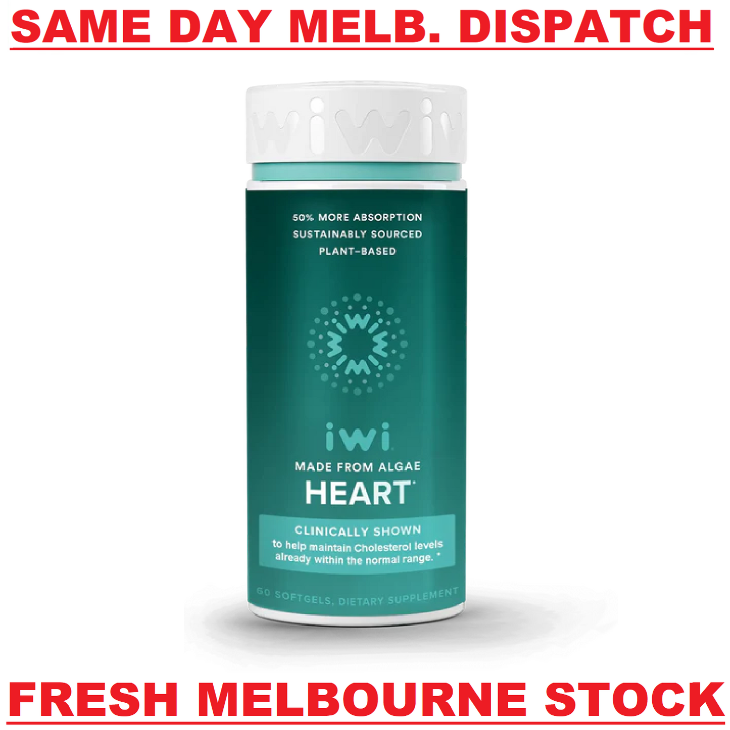 iwi Life HEART Algae Plant Omega 3-6-7-9 EPA for Cholesterol Support 60 Softgels