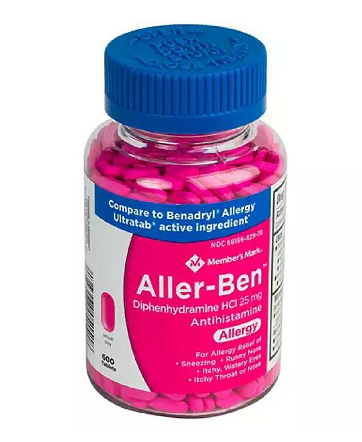 Members Mark Allergy Med ALLER-BEN HCL 600 Tablets Fresh Stock FREE POST