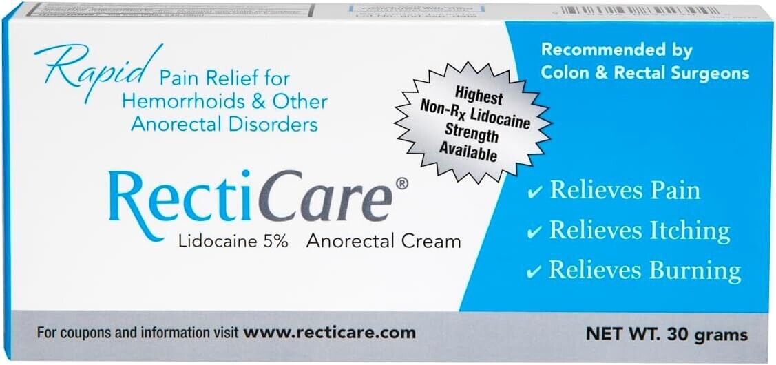 RectiCare Hemorrhoidal Cream Rapid Anorectal Pain Relief 30g - FREE EXPRESS POST