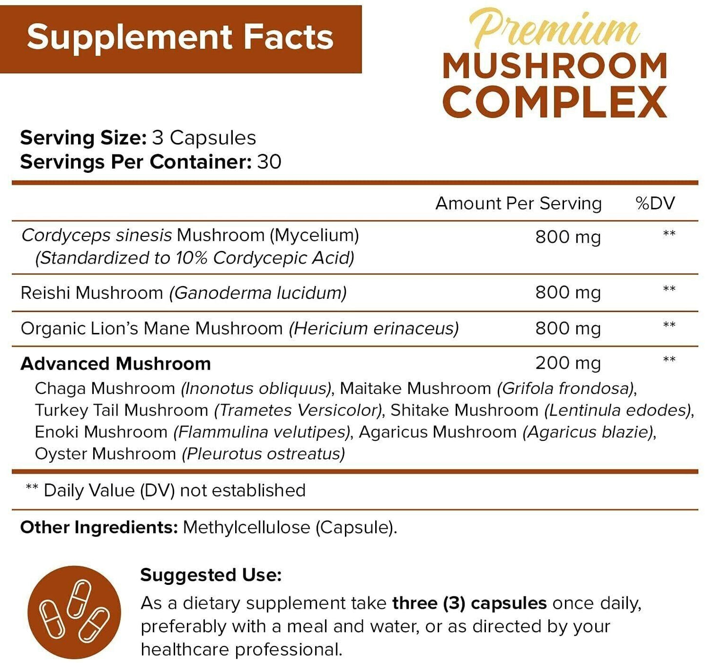 NUTRIFLAIR MUSHROOM COMPLEX 2600mg 90 Caps Immune Memory Support - FREE EXPRESS