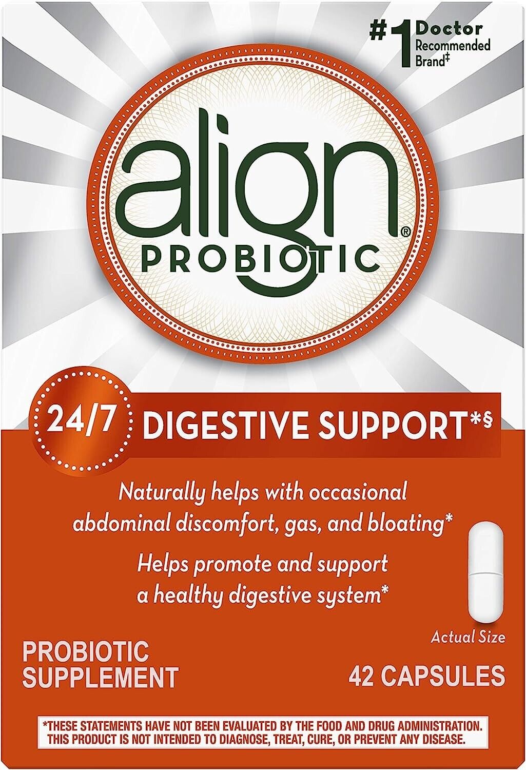 Align Probiotic Supplement 1-Billion CFU Daily Digestive Health Support 42 Caps