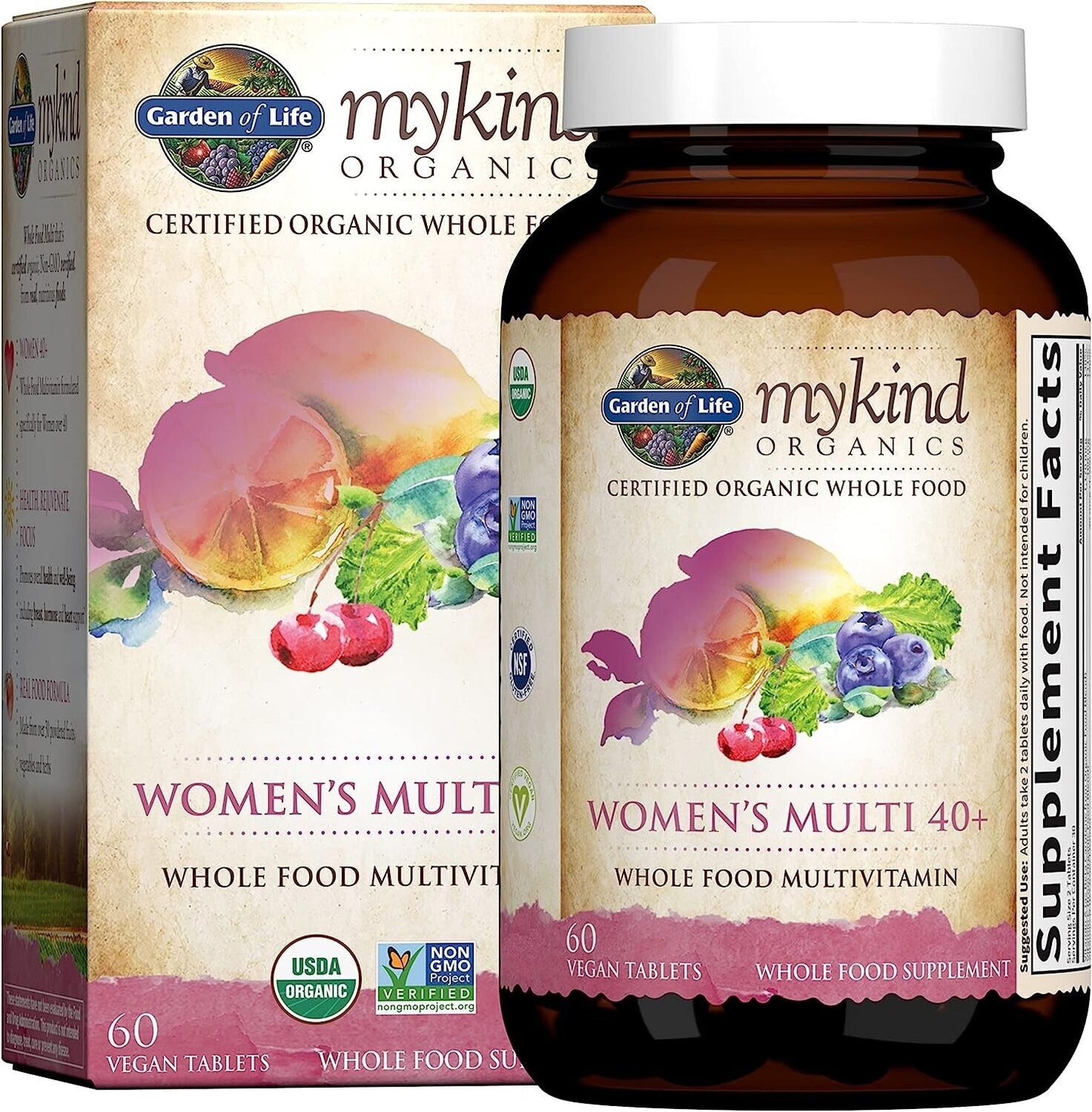 GARDEN OF LIFE mykind Organics WOMEN's Multi 40+ Whole Food Multivitamin 60 Tabs