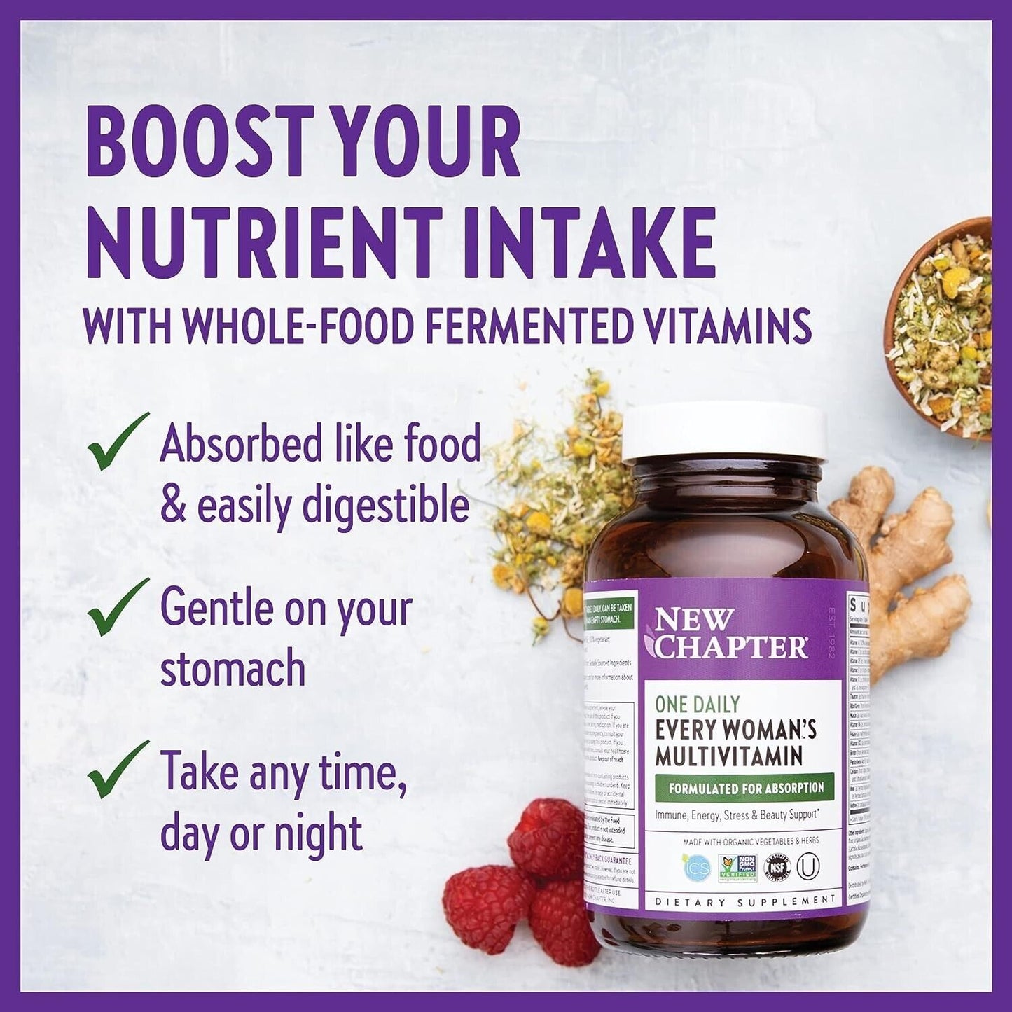 NEW CHAPTER One Daily Every WOMAN'S Multivitamin Stress & Beauty Support 48 Tabs