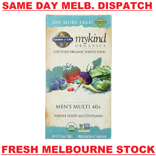 GARDEN OF LIFE mykind Organics MENs Multi 40+ Whole Food Multivitamin 72 Tablets