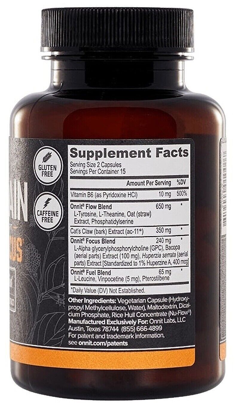 ONNIT Alpha BRAIN 30 Caps Joe Rogan JRE Alpha GPC Huperzine - FREE EXPRESS POST!