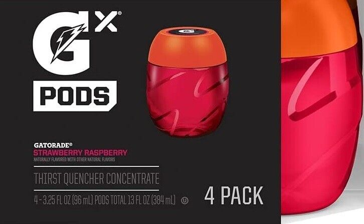 Gatorade GX Pods Electrolyte Concentrate STRAWBERRY RASPBERRY 4x96mL -makes 3.5L