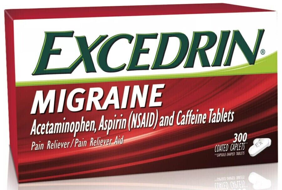 Excedrin Migraine Coated Caplets 300 Caps Headache Pain Relief