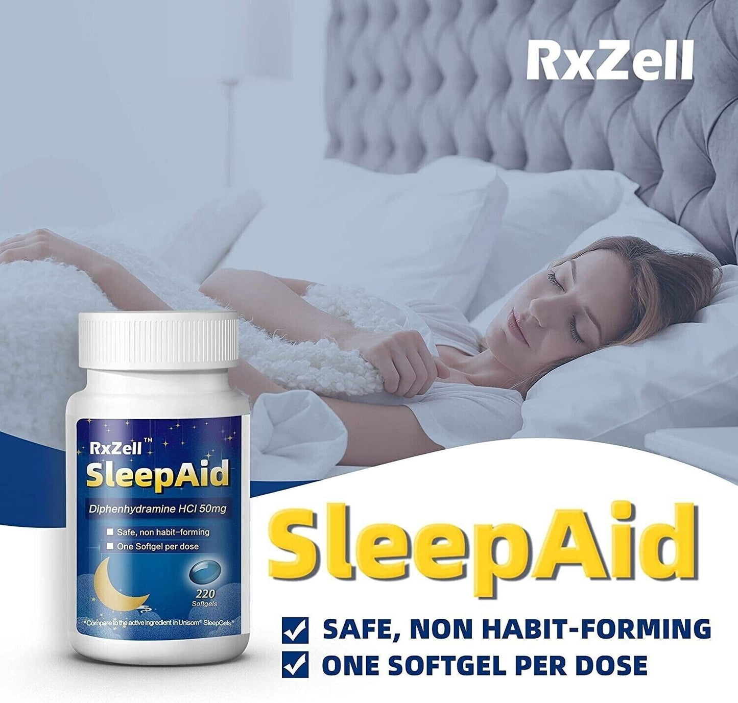 RxZell Sleep Aid 50mg 220 Softgels - FRESH MELB STOCK - FREE EXPRESS POST