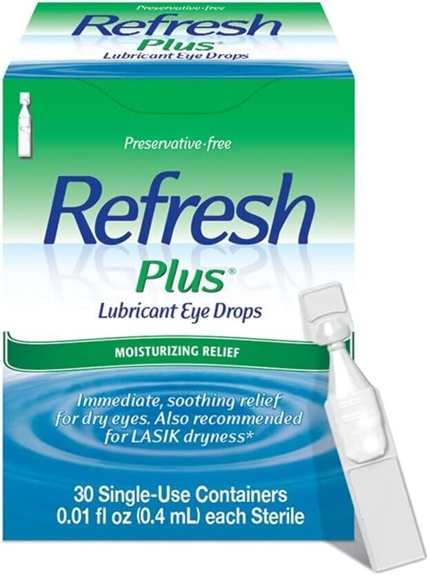 Refresh Plus Lubricant Eye Drops - 30 x 0.4mL Sterile Preservative Free Vials