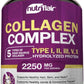 NUTRIFLAIR COLLAGEN COMPLEX 2250mg Type I, II, III, V, X Hair Skin Nails 180 Cap